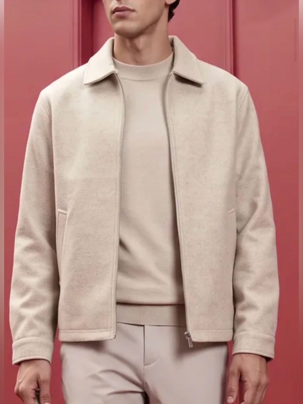 Rare Rabbit Tweeder-25 Beige Textured Zip Jacket Men’s L 42